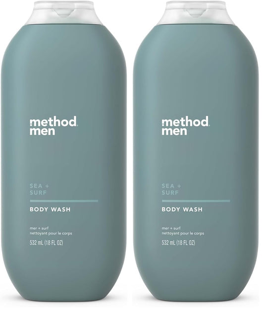 Method Men Body Wash, Sea + Surf, Paraben and Phthalate Free, 18 fl oz (Pack of 2) Beauty and Personal Care Method Default Title