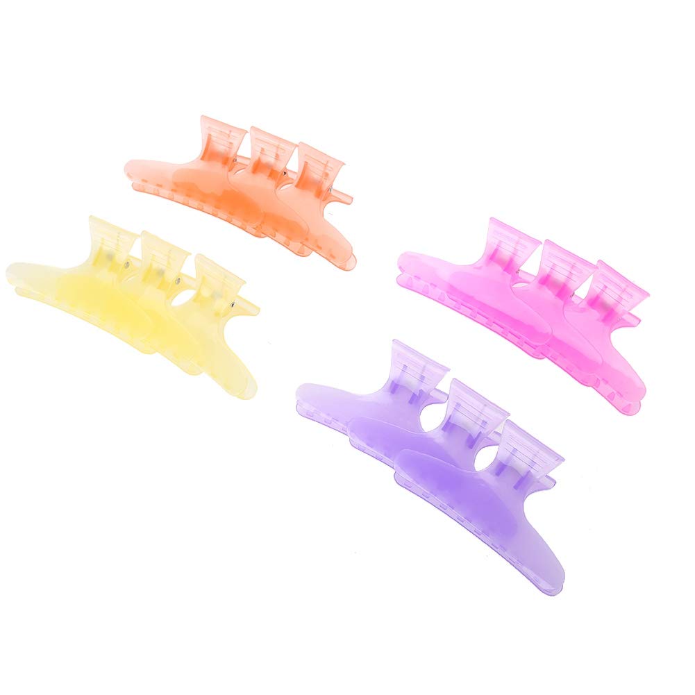 Sonew 12Pcs / Set Colorful Hair Clips Lovely Butterfly Holding Hair Hold Clip Hair Section Claw Clamps Hairdressing Tool(Clear) Beauty & Personal Care Sonew