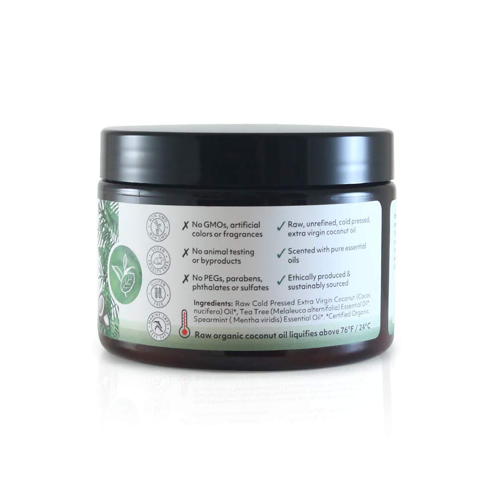 Organic Fiji Raw Cold Pressed Coconut Oil for Hair, Skin, Face & Body | Relaxing Massage Oil | Tea Tree Spearmint,12 oz for Women Men & Baby Beauty & Personal Care Organic Fiji