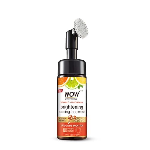 WOW Skin Science Vitamin C Exfoliating Face Wash With Brush, Soft, Silicones Bristles, Foaming Cleanser For All Skin Type, Hydrate For Smooth Skin Beauty & Personal Care BUYWOW