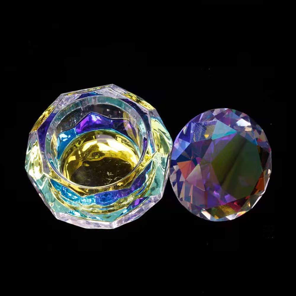 Nail Dappen Dish with Lid, ForSewian Crystal Glass Nail Monomer Dampen Dish Holder for Nail Acrylic Liquid & Powder Beauty & Personal Care ForSewian