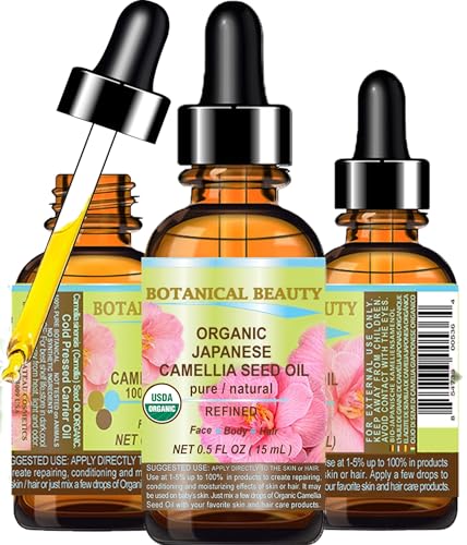 Botanical Beauty Japanese ORGANIC CAMELLIA Seed Oil. 100% Pure Natural Undiluted Refined Cold Pressed Carrier Oil to revitalize and rejuvenate the Beauty & Personal Care Botanical Beauty