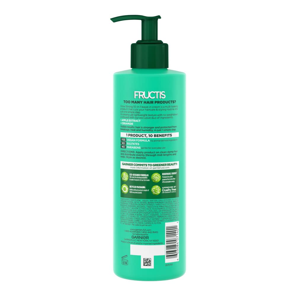 Garnier, Fructis Grow Strong 10-in-1 Care and Styling Leave In Cream, 12 Fl Oz