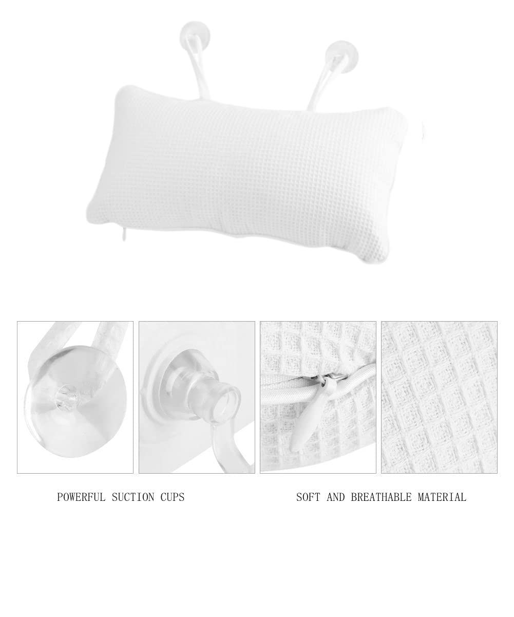 Focket Bath Pillow,Non-Slip Soft PVC Inflated Bathtub Spa Pillow Bath Cushion with Suction Cups,Helps Support Neck for All Bathtub,Hot Tub, and Home Beauty and Personal Care Focket