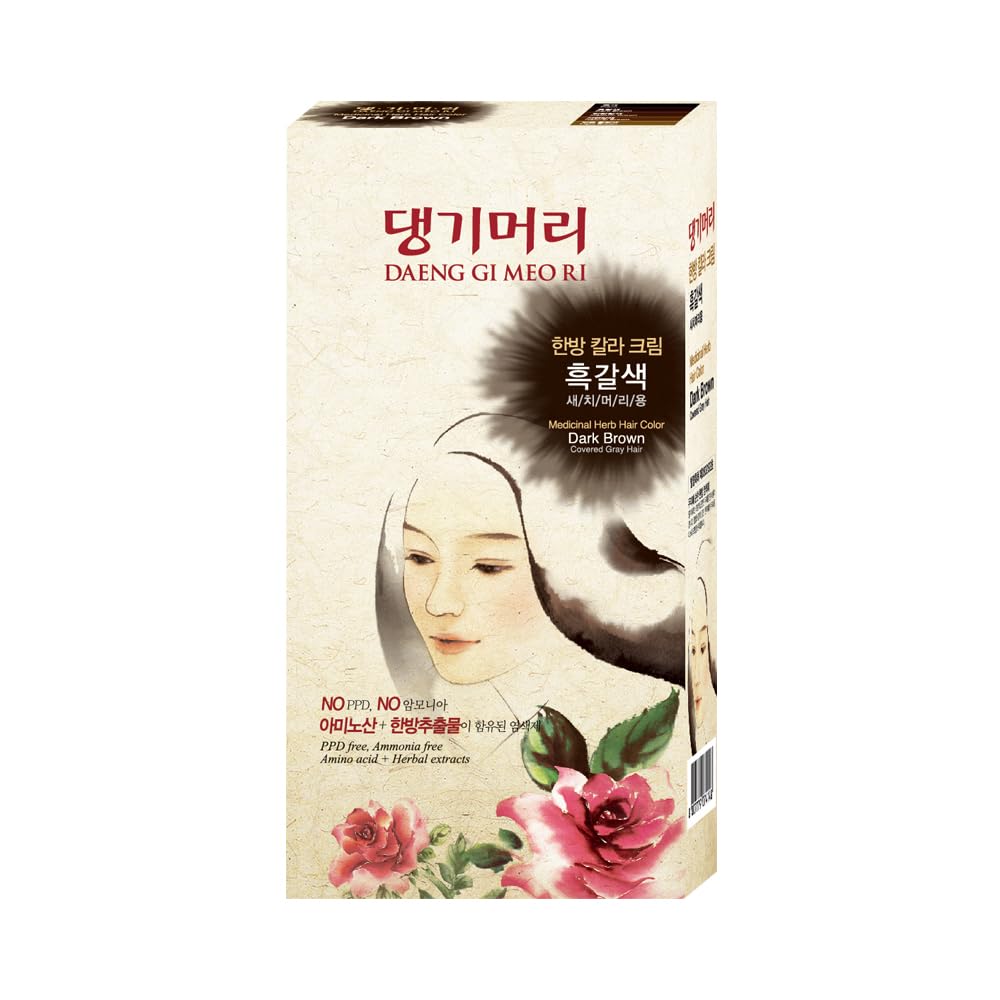 Daeng Gi Meo Ri - Korean Herbal Hair Dye Color Cream [Dark Brown] (3 PACK) - PPD-Free Gray Coverage, Hair Protection, High-Keratin Formula, 5 Oz Beauty & Personal Care Daeng Gi Meo Ri