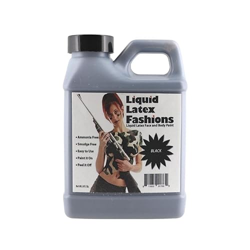Black 8 Oz - Liquid Latex Body Paint, Ammonia Free No Odor, Easy On and Off, Cosplay Makeup, Creates Professional Monster, Zombie Arts Beauty & Personal Care Liquid Latex Fashions