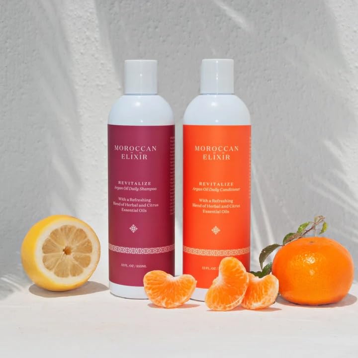 Moroccan Elixir Revitalize Hair Treatments Argan Shampoo & Conditioner Set For Woman | Enriched with Antioxidants, Minerals & Vitamin E | Suitable Beauty & Personal Care Moroccan Elixir