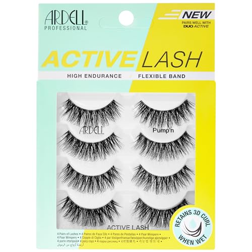 Ardell Active Lash - Pump’n, False Eyelashes, Sweat-Proof Strip Lashes, Water-Resistant, Lightweight, 4 Pairs, 1 Pack Beauty & Personal Care Ardell