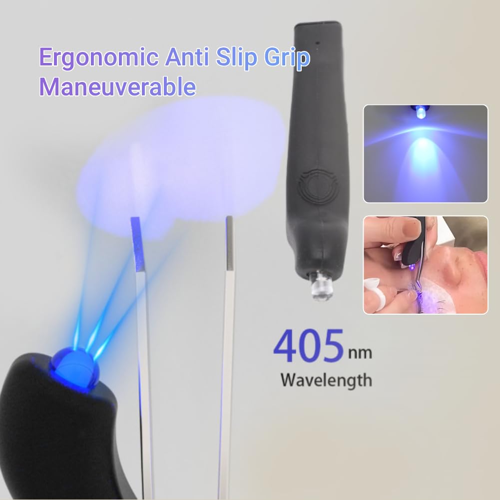ASHATA Tweezer Light, Eyelash Tweezers Lamp, Mini Gel Curing Light Silicone Cordless Portable Handheld Lash Extension Lamp for Nail Art, Without Beauty and Personal Care ASHATA