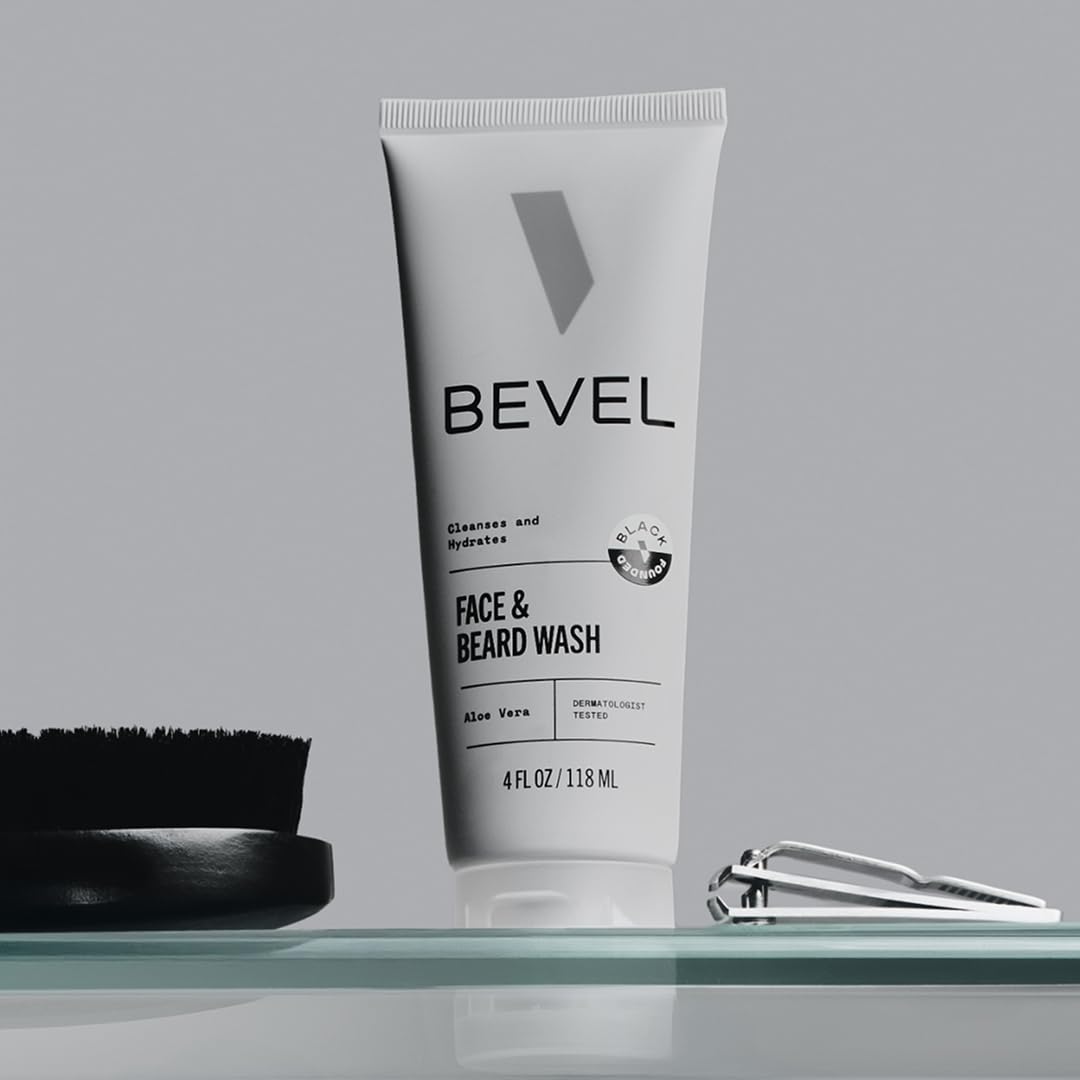 Bevel Face & Beard Wash For Men With Witch Hazel & Aloe Vera Cleansing Mens Face Wash That Hydrates and Brightens Skin and Softens Beard, 4 FL Oz Beauty and Personal Care Bevel