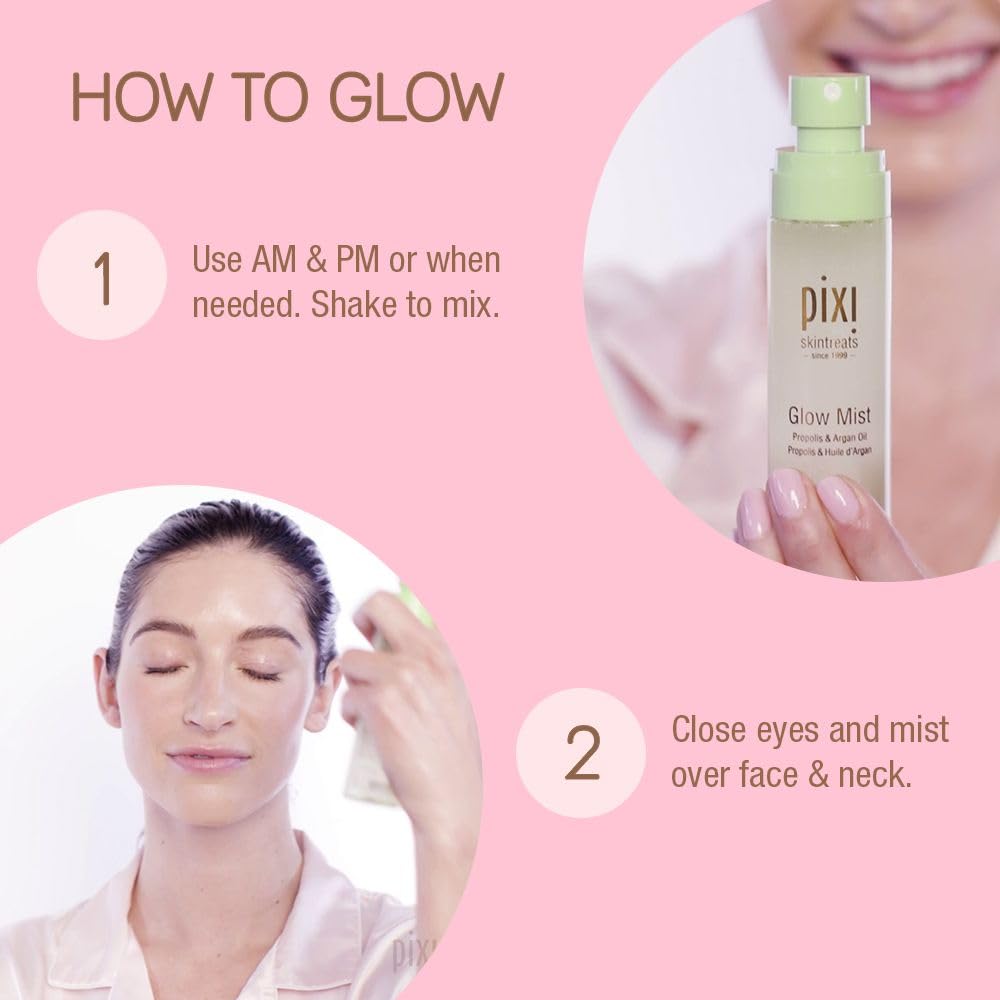 Pixi Beauty Glow Mist | All-Over Mist For Luminous Complexion | Set & Refresh Makeup | Hydrate Skin With 21 Natural Oils | 2.70 Fl Oz Beauty & Personal Care Pixi