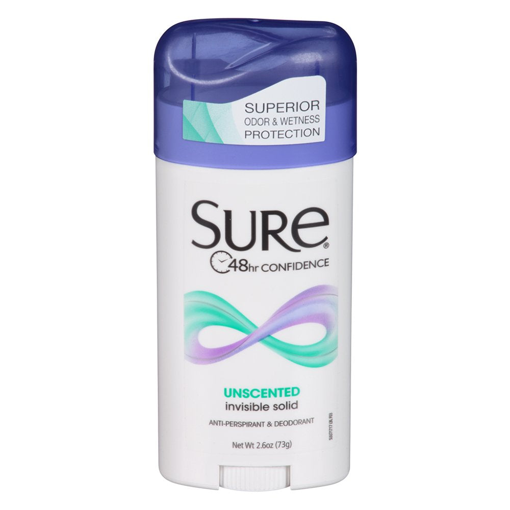 SURE, Antiperspirant Deodorant, Solid, Unscented, 2.6 Ounce (Pack of 6) Beauty and Personal Care Sure