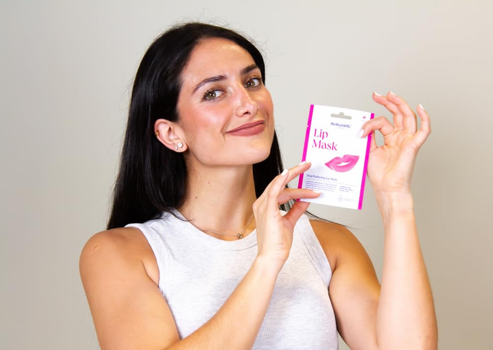 BioRepublic Lip Mask Gift Box - Pucker Up Hydrating & Plumping Lip Treatment for Dry, Chapped Lips - Collagen + Hyaluronic Acid Overnight Lip Sheet