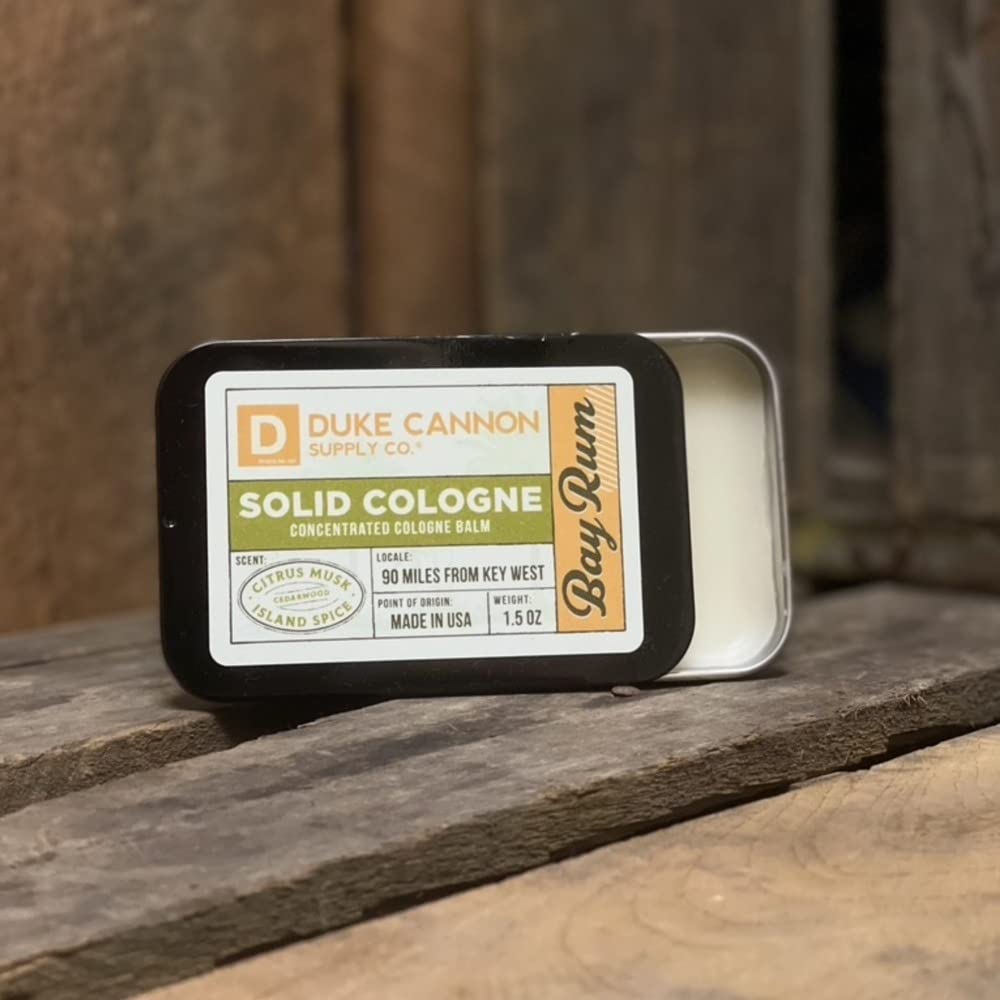 Duke Cannon Supply Co. Solid Cologne for Men Bay Rum (Citrus Musk, Cedarwood, Island Spice) - Concentrated Balm, Travel-Friendly Convenient Tin, 1.5 Beauty & Personal Care Duke Cannon Supply Co.