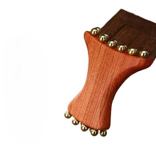 Brass Gua Sha Massage Tool for Face Lifting, Anti-Aging, Jawline Definition, Nasolabial Folds, Apple Cheek Lift - Wooden Handle Facial Roller (Gold Beauty and Personal Care Waillynice