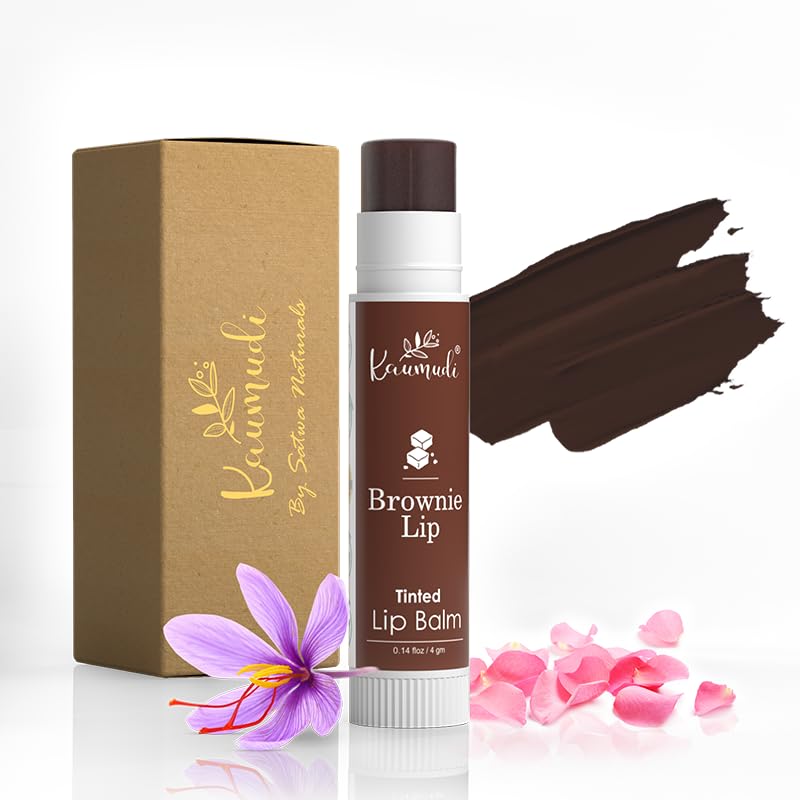Kaumudi Handmade & Natural Lip Balm for Women & Men with Rose Damascena & Saffron Essential Oil (Brownie Lip) Beauty and Personal Care Kaumudi
