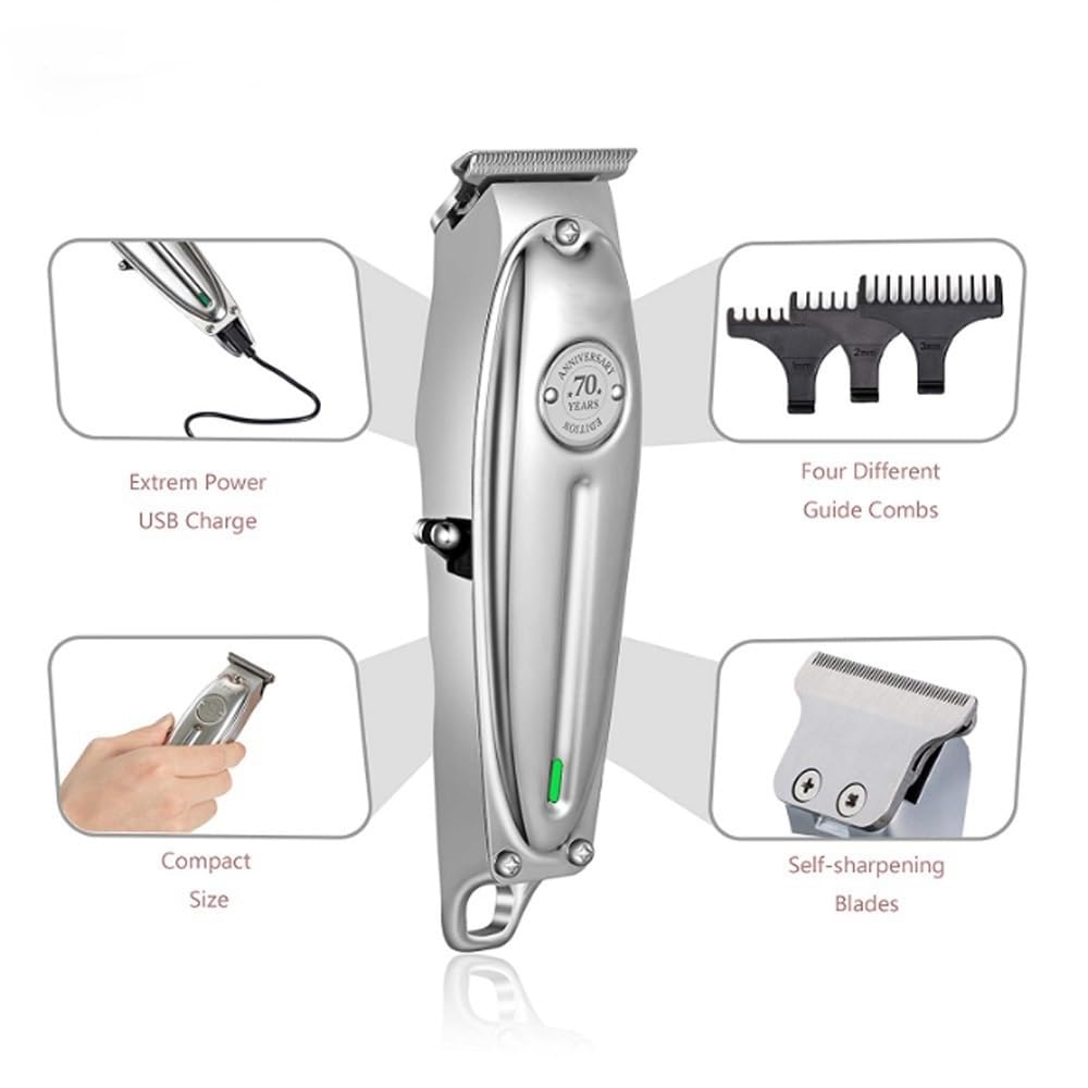 QDKVTNDJZ Mens Hair Clippers, Professional Beard/Hair Trimmer with Bald Blade for Men Stylists and Barbers Cordless Rechargeable(Silver) Beauty and Personal Care QDKVTNDJZ