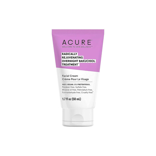 Acure Radically Rejuvenating Bakuchiol Facial Cream - Plant Squalane Retinol Alternative for Overnight Skin Treatment- Vegan Plant-Based Extract Beauty & Personal Care Acure