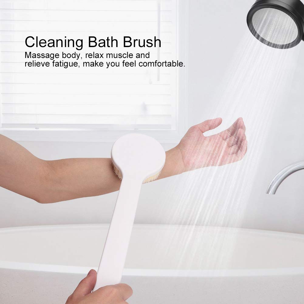 Garosa Back Scrubber Brush, Soft Exfoliating Cleansing Shower Brush for Bath Shower PP Nylon White Green 14.2 Inch Long Handle Anti Slip Grip Hanging Beauty and Personal Care Garosa