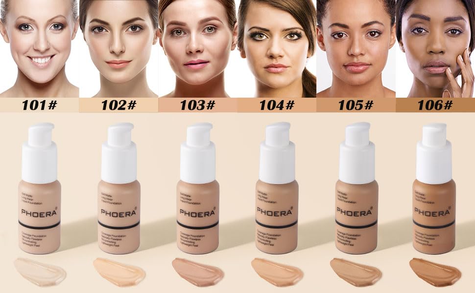 ABRUS PHOERA Full Coverage Foundation, Soft Matte, Oil Control Concealer, Foundation Makeup Flawless Cream Smooth Long Lasting 24HR Waterproof Beauty & Personal Care ABRUS