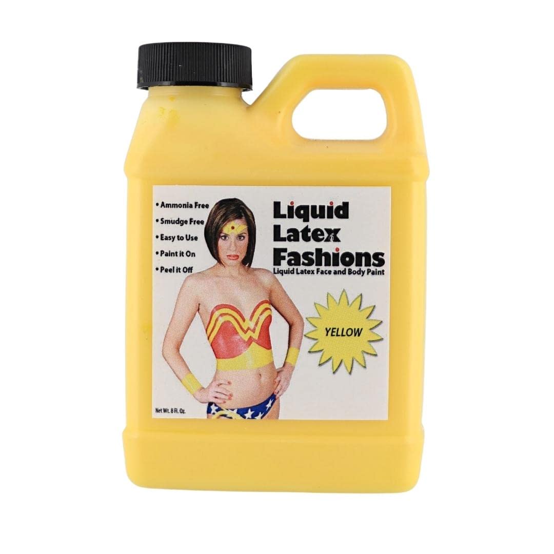 Yellow 8 Fl Oz - Liquid Latex Body Paint, Ammonia Free No Odor, Easy On and Off, Cosplay Makeup, Creates Professional Monster, Zombie Arts Beauty & Personal Care Liquid Latex Fashions
