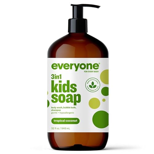 Everyone 3-in-1 Kids Soap, Body Wash, Bubble Bath, Shampoo, 32 Ounce (Pack of 1), Tropical Coconut, made with Essential Oils for Toddlers, Tweens Beauty & Personal Care everyone for every body