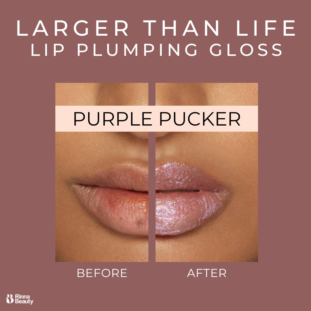 Rinna Beauty Lip Plumping Gloss - Purple Pucker - Helps Boost Collagen, Increases Lip Volume, Elastin Production - Vegan, Cruelty-Free - 1 each Beauty & Personal Care Rinna Beauty