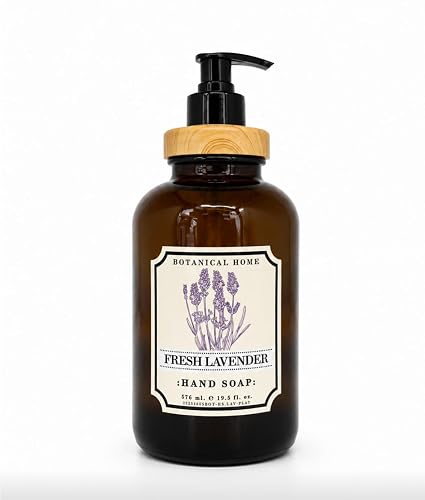 Home and Body Company Botanical + Herbal Hand Soap 22FL/605ml Infused with Essential Oils, Made in a Amber GLASS BOTTLE (FRENCH LAVENDER) Beauty & Personal Care Home & Body Company