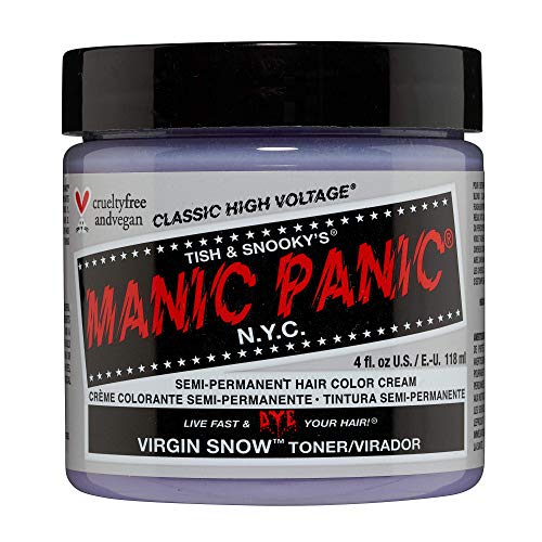 MANIC PANIC Virgin Snow Hair Toner - Classic High Voltage - Semi Permanent Blue Toner for Blonde, Bleached, Brassiness Orange Hair & Brassy Tones Beauty & Personal Care MANIC PANIC
