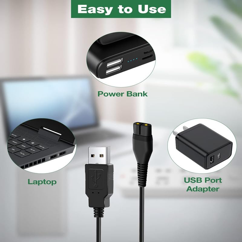4.3V Electric Shaver USB Charging Cable For Philips Norelco A00390 One Blade QP2520 RQ330 RQ350 S510 S520 S1010 S1050 Power Charger Travel Portable Beauty and Personal Care Diertudmy
