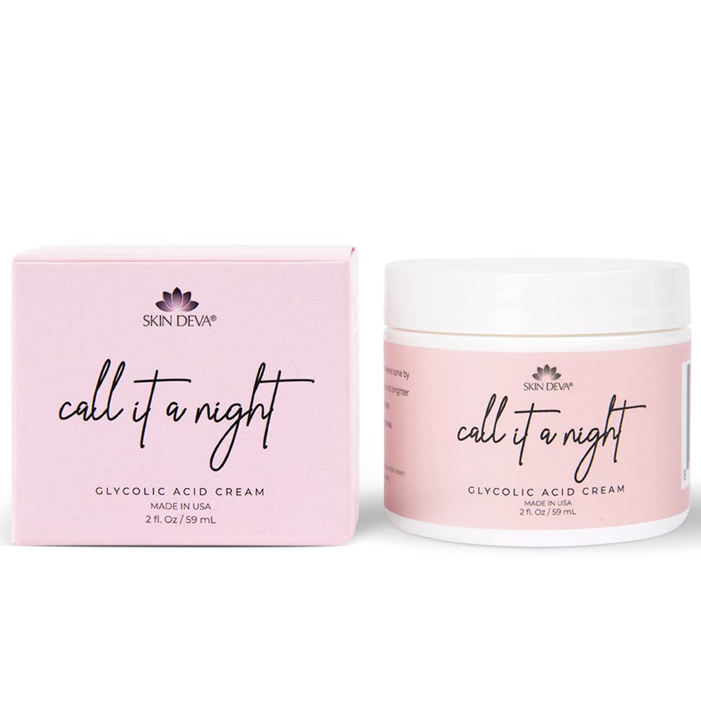 Skin Deva Glycolic Acid Cream Exfoliates Skin During Sleep - Brightens, Corrects Dark Spots & Shadows, Evens Skin Tone, Reduces Pores. Natural Beauty & Personal Care SKIN DEVA