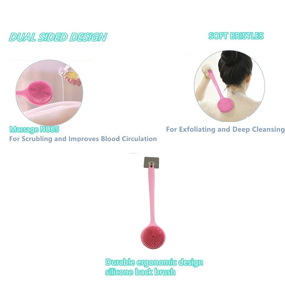 Cinlitek Silicone Body Scrubber, Long Handle Back Scrubber for Shower, Silicone Body Brush Shower Scrubber for Body, Shower Srush Back Brush Body Beauty & Personal Care Cinlitek