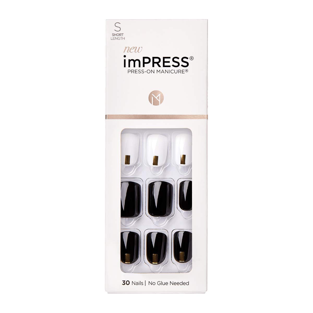imPRESS Design, Press On Nails, Midnight Drive, Black and White, Short, Size, Squoval, Shape, Includes 30 Nails, Prep Pad, Instructions Sheet, 1 Beauty & Personal Care imPRESS