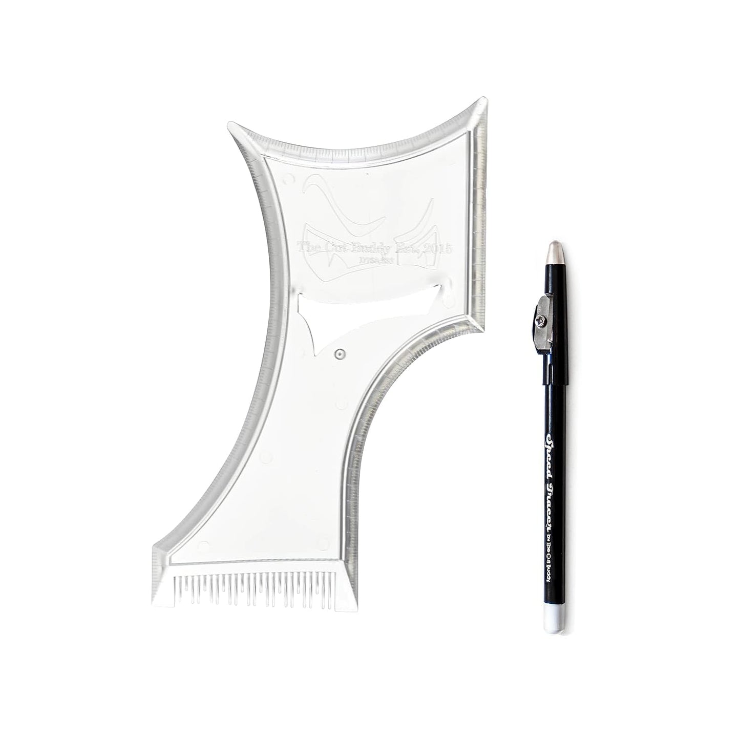 The Cut Buddy PLUS Beard Shaping Tool, Clear Template with Built-in Comb and Bonus Pencil, Ideal for Hairline, Beard, and Mustache Trimming Beauty and Personal Care The Cut Buddy