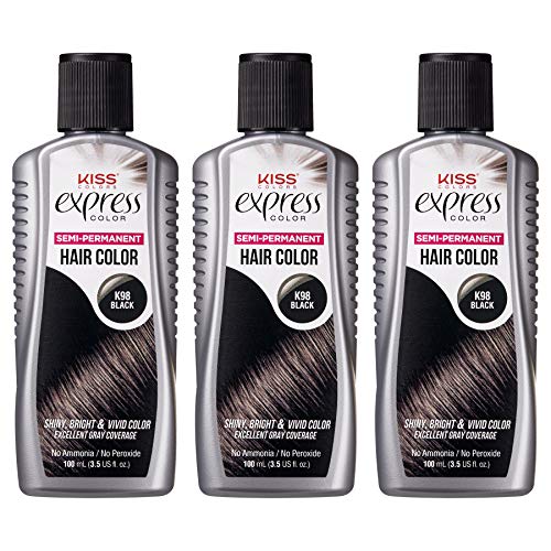 Kiss Express Color #K98 Semi-Permanent Black 3.5 Ounce (103ml) (Pack of 3) Beauty & Personal Care KISS