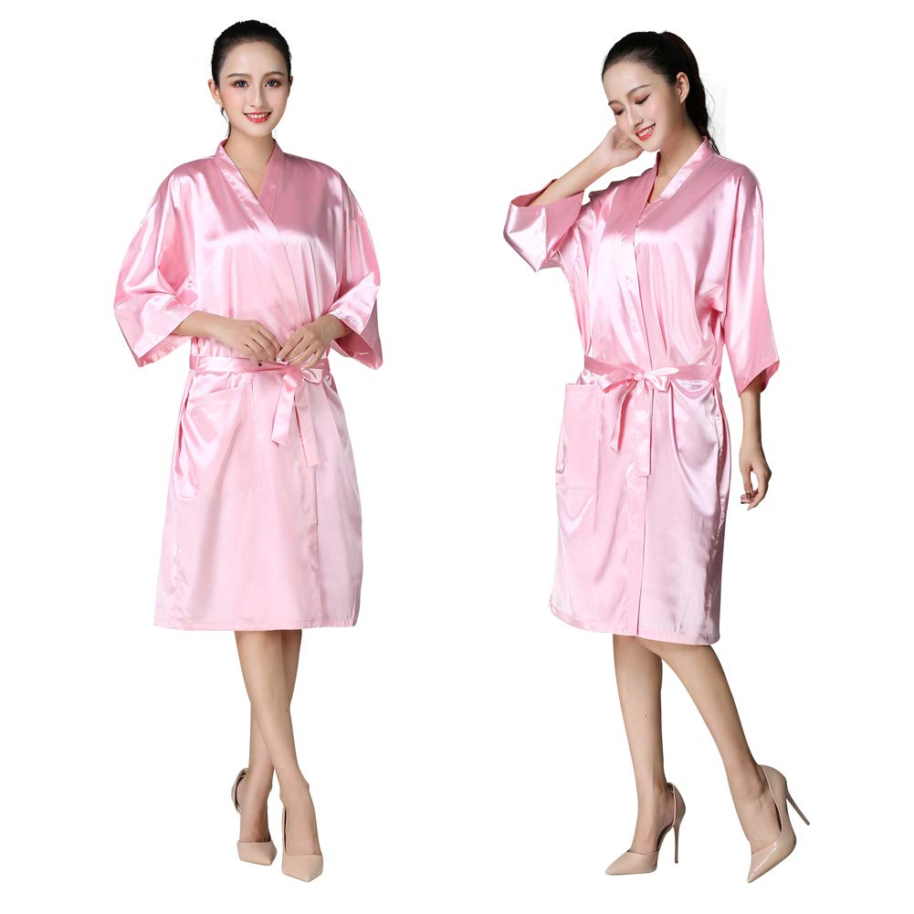 KAHOT Salon Client Gown Robe Cape Imitation Silk Hair Color Barber Smock Kimono Style Hairdressing Dress Beauty SPA Hotel Bathrobe Guest Clothes Beauty & Personal Care KAHOT