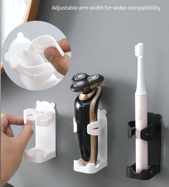ZWJFDGQM Wall Mount Electric Shaver Holder, Adjustable Bathroom Organizer with Drainage Hole (Black)(Black) Beauty and Personal Care ZWJFDGQM