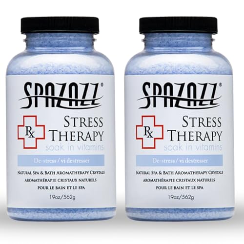 Spazazz Rx Stress Therapy Natural Spa & Bath Salt Aromatherapy Crystals- 2 Pack 19oz De-Stress - Calming & Relaxing Natural Aroma & Magnesium Mineral Beauty and Personal Care Spazazz