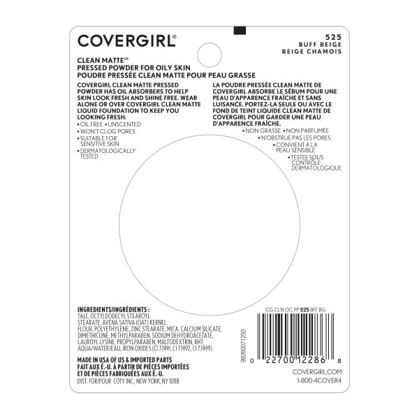 COVERGIRL Clean Matte Pressed Powder Buff Beige 10 g (Packaging may vary) Beauty & Personal Care COVERGIRL
