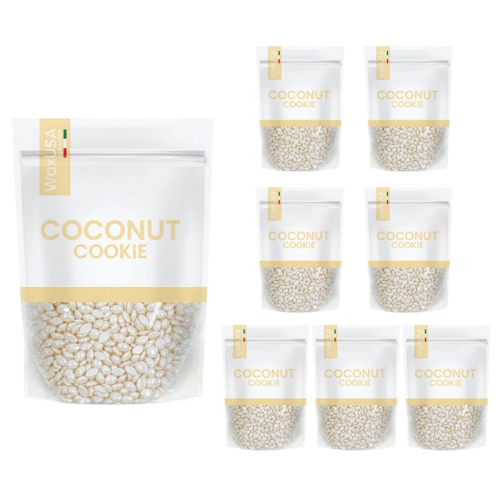 WaxUSA by Waxness Hard Wax Beads 2.42 lb (1.1kg) Pack of 8 - Coconut Cookie Creamy Texture - Professional Stripless Hair Removal - Made in Italy Beauty and Personal Care Waxness