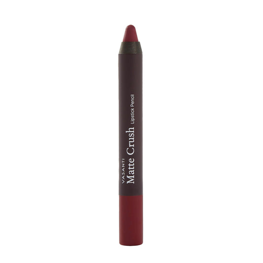 VASANTI Matte Crush Lipstick Pencil - Rosy Pout Medium Pink Brown - Soft, Velvety Matte Finish, Waterproof, Smooth Application - Natural, Vegan Beauty & Personal Care VASANTI