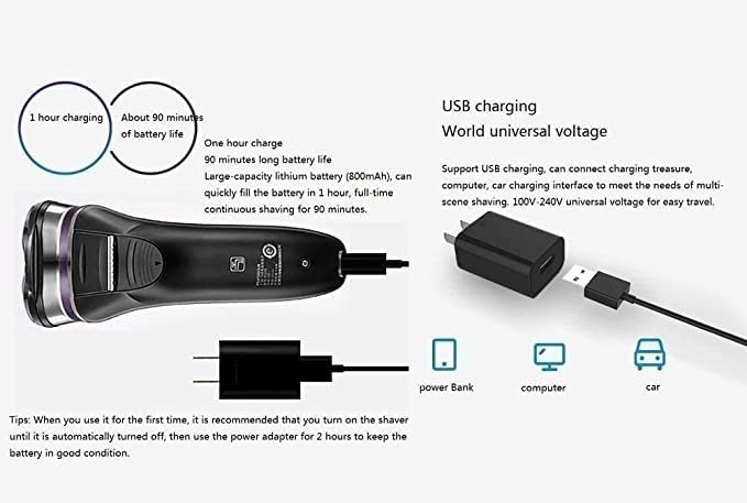 aiqiua Electric Razor, Rechargeable Electric Shaver Waterproof Wet & Dry Rotary Shavers for Men Electric Shaving Razors with Pop-up Trimmer, Beauty and Personal Care aiqiua
