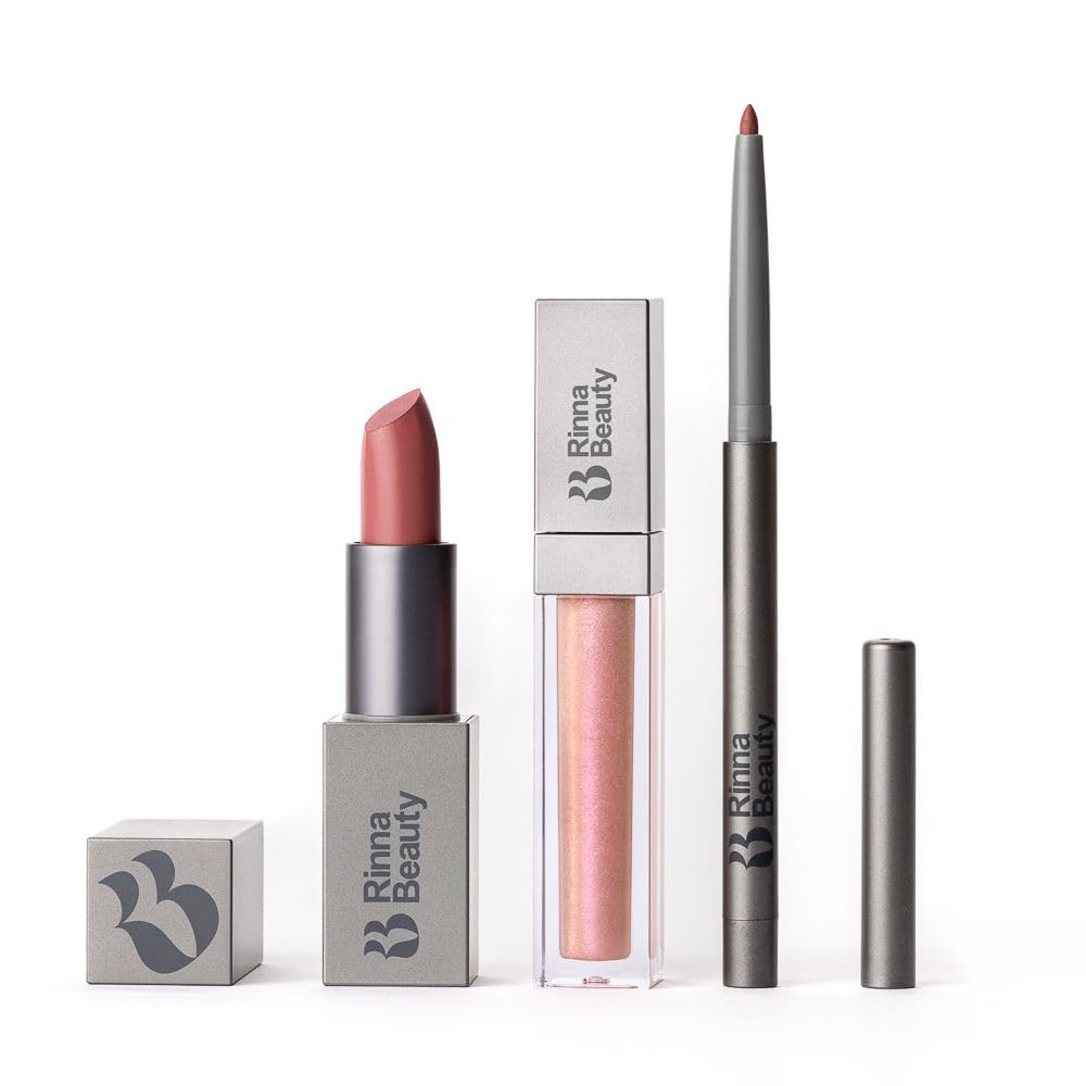 Rinna Beauty Lip Kit - Rodeo Drive - All in One Perfect Rose Lip Color - Includes Lipstick, Lip Gloss, and Lip Liner - Vegan Formula, Long-lasting, Beauty & Personal Care Rinna Beauty