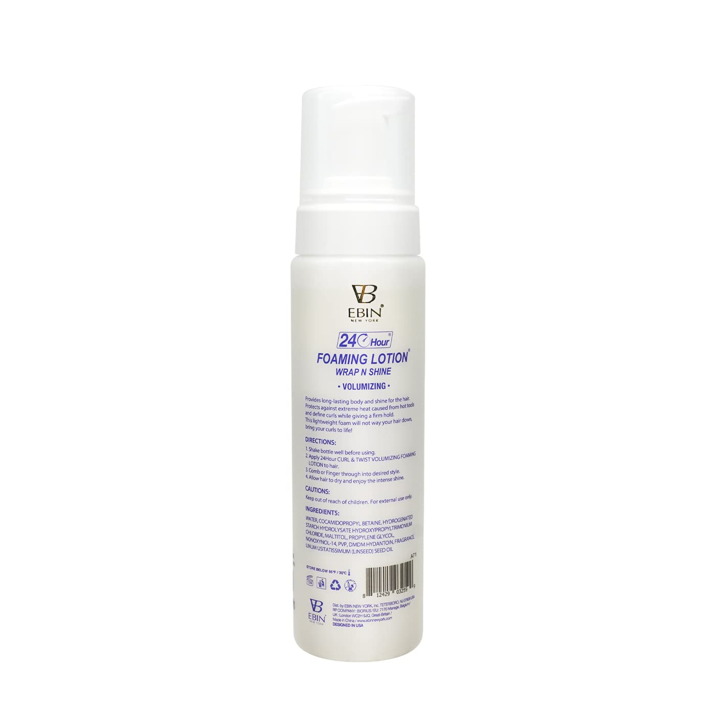 Curl & Twist Foaming Lotion Volumizing - 8.5 oz/ 250ml | Moisturizing and Hydration, Smoothing with Natural High Shine | Defining Curls All Day Long | Beauty & Personal Care EBIN NEW YORK