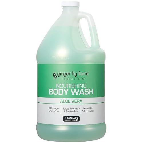 Ginger Lily Farms Club & Fitness Nourishing Body Wash, 100% Vegan & Cruelty-Free, Bath & Shower Gel for Men and Women, Aloe Vera Scent, 1 Gallon (128 Beauty & Personal Care Ginger Lily Farms