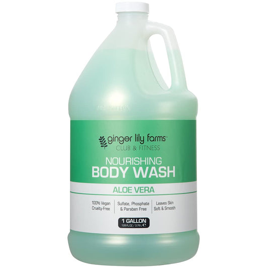 Ginger Lily Farms Club & Fitness Nourishing Body Wash, 100% Vegan & Cruelty-Free, Bath & Shower Gel for Men and Women, Aloe Vera Scent, 1 Gallon (128 Beauty & Personal Care Ginger Lily Farms