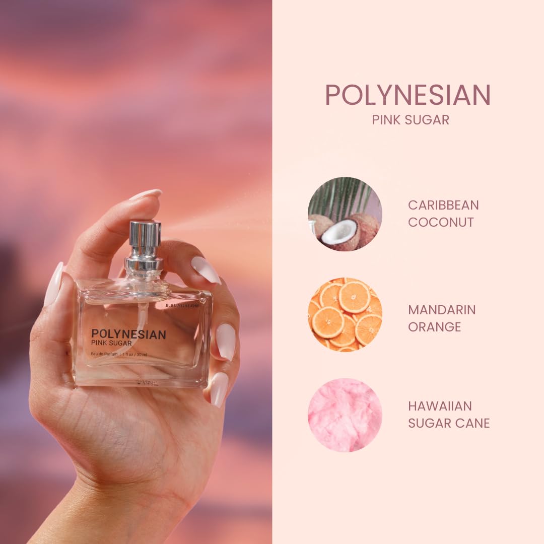 The Beachwaver Co. B. Bungalow Polynesian Pink Sugar Fragrance - Full Size (1 Fl Oz) | Notes of Caribbean Coconut, Fresh Mandarin Orange & Hawaiian Beauty & Personal Care The Beachwaver Co.