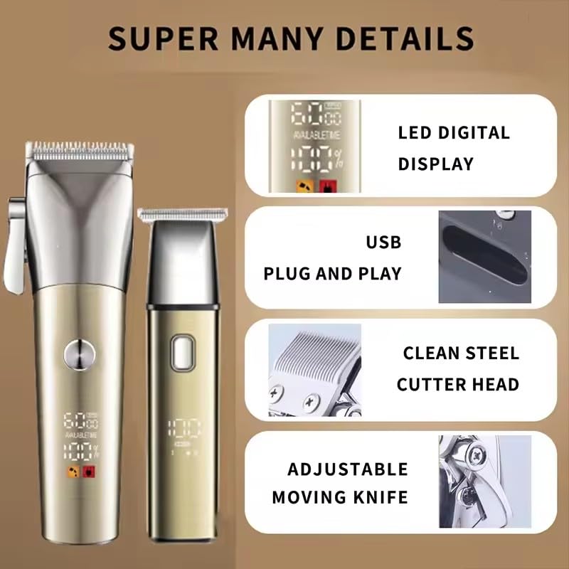 Professional Hair Clippers for Men, Cordless Trimmers Kit with LED Display Electric Beard Trimmer USB Rechargeable Beards Haircut Grooming Gift Beauty and Personal Care QDKVTNDJZ