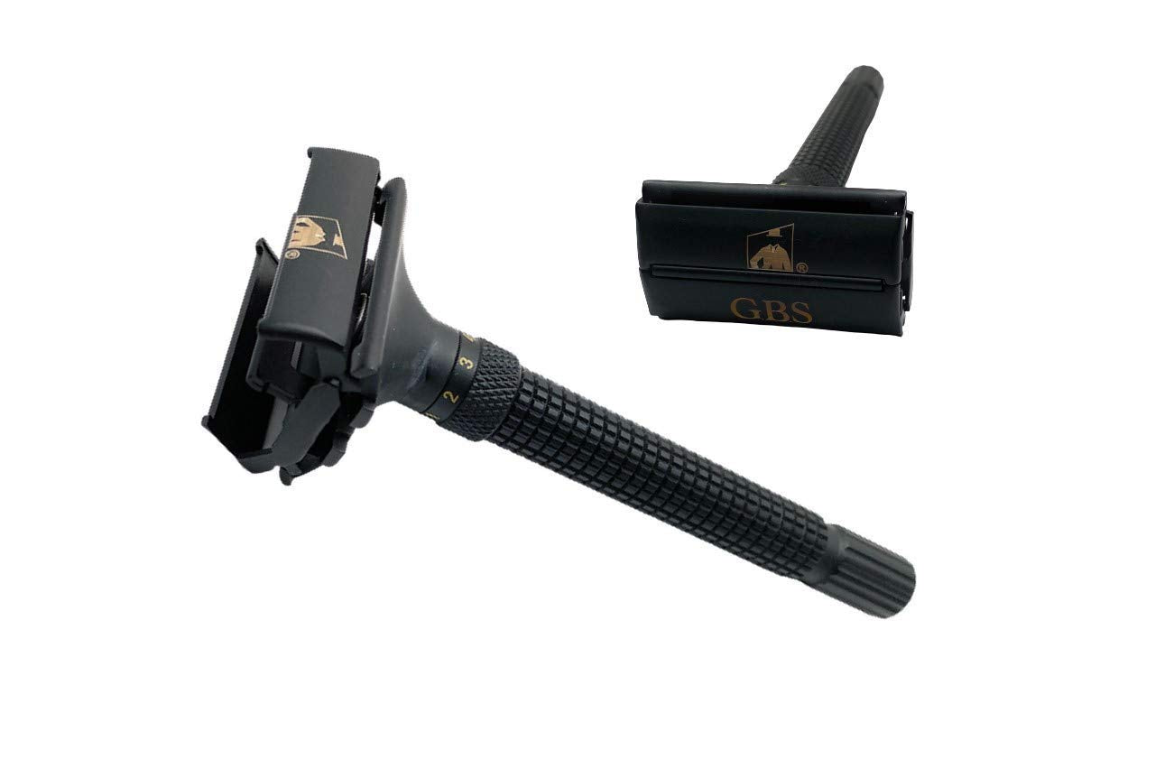 G.B.S Men's Grooming Set - Double Edge Safety Razor Rubber Coated Butterfly Non-Slip Long Razor, All-Natural Soap, Synthetic Brush Stand, Ceramic Mug Beauty and Personal Care G.B.S