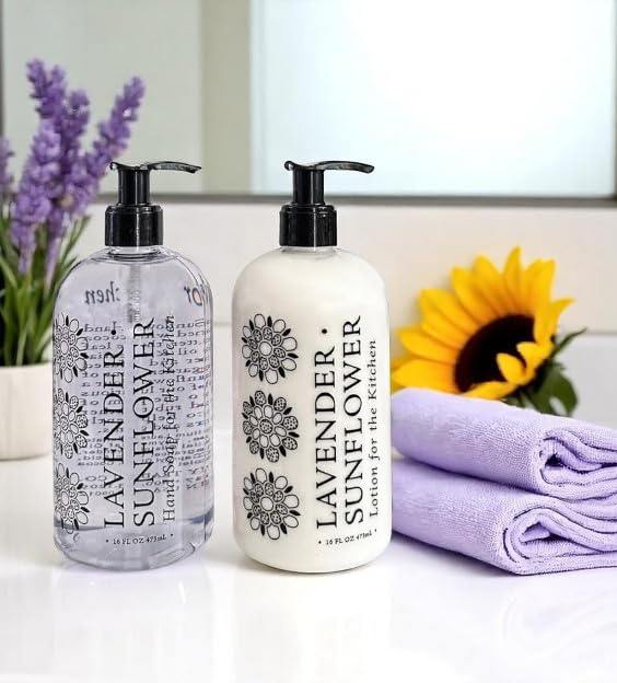 Greenwich Bay Trading Company Soap and Lotion Duo, Lavender Sunflower, Enriched with Shea Butter and Essential Oils, 16 oz Each Beauty and Personal Care Greenwich Bay Trading Company